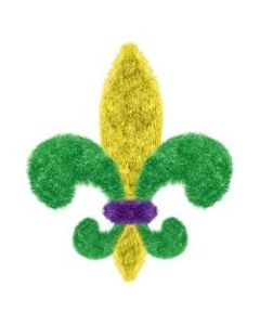 Amscan Mardi Gras Fleur de Lis Tinsels, 7-3/4in x 5-1/2in, Multicolor, Pack Of 5 Tinsels