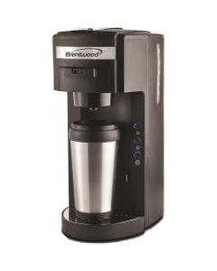 Brentwood TS-114 Single Serve Coffee Maker - 975 W - 1.25 quart - Black, Stainless Steel