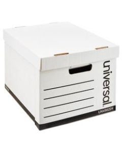 Universal Fast Assembly Heavy-Duty Storage Boxes With Lift-Off Lids And Built-In Handles, Letter/Legal Size, 10 1/4in x 12in x 15in, White, Case Of 12