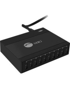 SIIG 60W 10-Port USB Charger - 120 V AC, 230 V AC Input - 5 V DC/12 A Output