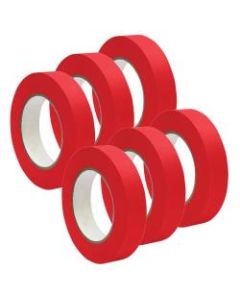 DSS Distributing Premium-Grade Masking Tape, 3in Core, 1in x 55 Yd., Red, Pack Of 6