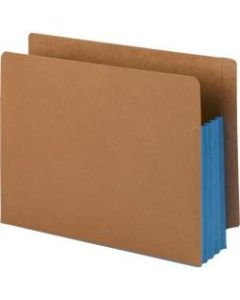 Smead Extra-Wide Expansion End-Tab File Pockets, 12inW Body, Letter Size, 30% Recycled, Blue, Box Of 10