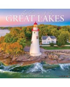 Willow Creek Press Scenic Monthly Wall Calendar, 12in x 12in, Lighthouses Of The Great Lakes, January To December 2022