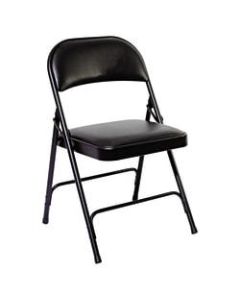 Alera Padded Steel Folding Chairs, Graphite, Set Of 4 Chairs