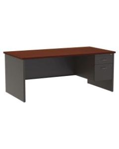 WorkPro 72inW Modular Right Pedestal Desk, Charcoal/Mahogany