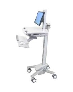 Ergotron StyleView Cart with LCD Pivot - 35 lb Capacity - 4 Casters - Steel, Plastic, Zinc Plated Steel - x 50.5in Height - Gray, White, Polished Aluminum