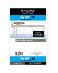 AT-A-GLANCE One Page Per Day Daily/Monthly Planner Refill, Desk Size, 5-1/2in x 8-1/2in, January To December 2022, 481-125
