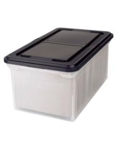 Office Depot Brand Stackable File Tote Box, Letter Size, 10-7/10inH x 22-4/5inD x 13-7/10inW, Clear/Black