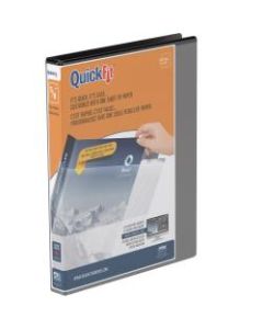 QuickFit View 3-Ring Binder, 5/8in Round Rings, 50% Recycled, Black
