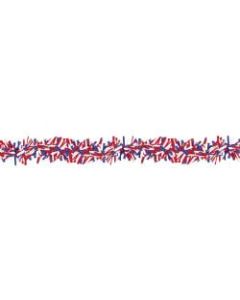 Amscan Patriotic Stars And Stripes Boa Garlands, 12in x 15ft, Red/White/Blue, Pack Of 3 Garlands