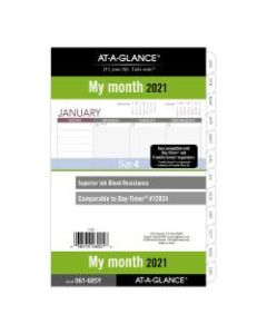 AT-A-GLANCE Monthly Planner Refill, 5-1/2in x 8-1/2in, Black/White, January To December 2021, 061-685Y