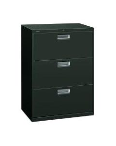 HON 600 30inW Lateral 3-Drawer Standard File Cabinet With Lock, Metal, Charcoal