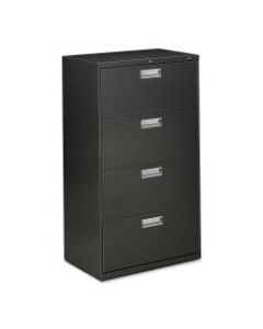 HON 600 30inW Lateral 4-Drawer Standard File Cabinet With Lock, Metal, Charcoal
