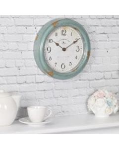 FirsTime & Co. Patina Round Wall Clock, Aged Teal