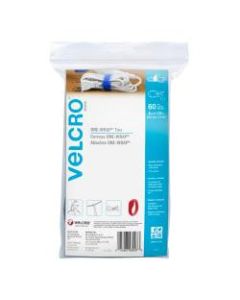 VELCRO Brand ONE-WRAP Thin Ties, 8in x 1/2in, Assorted Colors, Pack Of 60 Ties