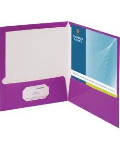 Business Source 2-Pocket Report Covers With Business Card Holder, Letter Size, 8 1/2in x 11in, Purple, Box Of 25 Covers