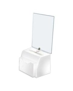 Azar Displays Medium Molded Lottery Box With Pocket, 17inH x 5-1/2inW x 7-3/4inD, White