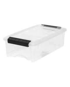 IRIS Stack & Pull Storage Containers With Built-In Handles, 5 Quarts, 4 1/2in x 8in x 14 1/8in, Clear, Case Of 10