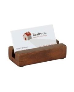 Realspace Wooden Business Card Holder, 1inH x 4inW x 1-3/4inD, Walnut