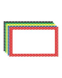 Top Notch Teacher Products Polka Dot Border Index Cards, 3in x 5in, Assorted Colors, 75 Cards Per Pack, Case Of 6 Packs