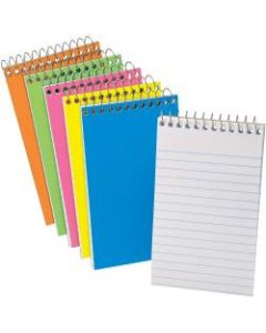 Ampad Glow Mini Memo Book - Spiral Bound - 15 lb Basis Weight - 3in x 5in - Glow Pink, Glow Blue, Glow Orange, Glow Green, Glow Yellow Cover - Compact - 1Each