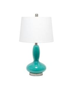 Lalia Home Glass Dollop Table Lamp, 23-1/2inH, White Shade/Teal Base
