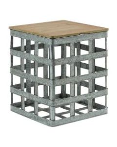 Powell Lucassi Square Metal Side Table, 22in x 17-7/8in, Rustic Brown/Silver