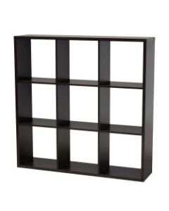 Baxton Studio 9-Cube Storage Shelf, 47-3/8inH x 47-3/16inW x 11-7/16inD, Dark Brown