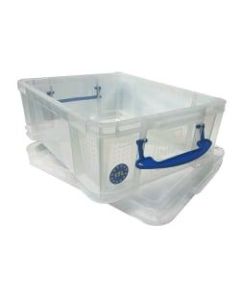 Really Useful Box Plastic Storage Container With Built-In Handles And Snap Lid, 17 Liters, 18 7/8in x 15 3/8in x 8in, Clear
