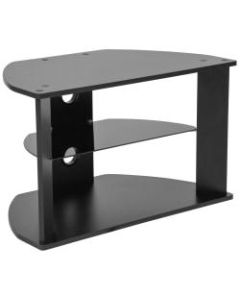 Flash Furniture TV Stand With Glass Shelves, 18-1/4inH x 30inW x 18inD, Black