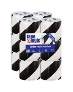 BOX Packaging Striped Vinyl Tape, 3in Core, 4in x 36 Yd., Black/White, Case Of 12