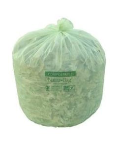Natur Bag Compostable Trash Liners, 13 Gallons, Green, 25 Liners Per Box, Case Of 10 Boxes