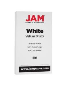 JAM Paper Vellum Bristol Card Stock, Ledger Paper Size, 110 Lb, White, Pack Of 50 Sheets