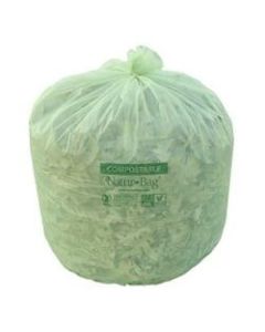 Natur Bag Compostable Trash Liners, 55 Gallons, Green, 20 Bags Per Roll, Case Of 5 Rolls