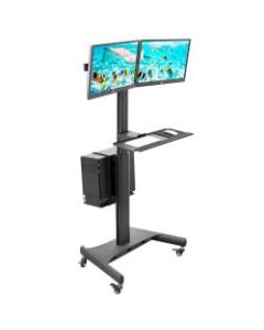 Mount-It MI-7986 Adjustable Mobile PC Workstation For Dual Monitors, 45inH x 28-1/2inW x 8inD, Black