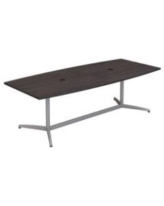 Bush Business Furniture 96inW x 42inD Boat Shaped Conference Table with Metal Base, Storm Gray, Premium Installation