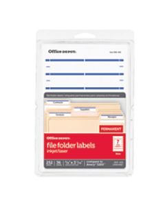Office Depot Brand Print-Or-Write Color Permanent Inkjet/Laser File Folder Labels, OD98817, 5/8in x 3 1/2in, Dark Blue, Pack Of 252