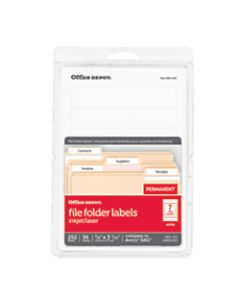 Office Depot Brand Print-Or-Write Color Permanent Inkjet/Laser File Folder Labels, OD98816, 5/8in x 3 1/2in, White, Pack Of 252