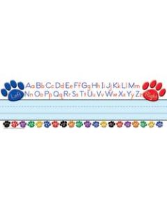 Teacher Created Resources Flat Name Plates, 3 1/2in x 11 1/2in, Colorful Paw Prints Left/Right Alphabet, 36 Plates Per Pack, Case Of 5 Packs