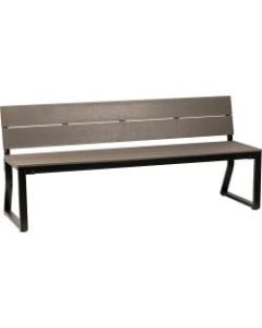 Lorell Faux Wood Outdoor Bench With Backrest, Charcoal/Black