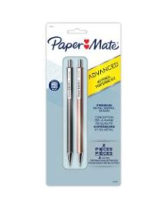 Paper Mate Advanced Metal Barrel Mechanical Pencils, 0.7 mm, Gray/Rose Barrels, Pack Of 2 Pencils