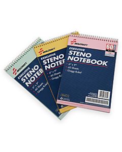 50% Recycled Steno Notebooks, 6in x 9in, Gregg Ruled, 60 Pages (30 Sheets), White/Blue, Pack Of 3 (AbilityOne 7530-01-454-5702)