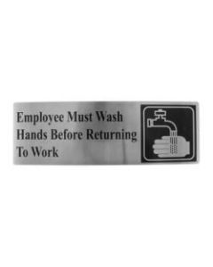 Tablecraft Stainless-Steel Employee Must Wash Hands Sign, 3in x 9in