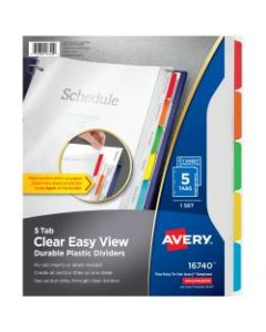 Avery Clear Easy View Plastic Dividers, 5-Tab, Multicolor