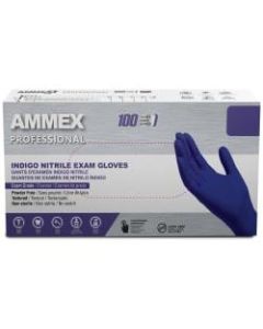 Ammex Professional Indigo Disposable Powder-Free Nitrile Exam Gloves, Small, Box Of 100 Gloves