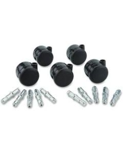 Master Mfg. Co Deluxe Duet Non-Hooded Carpet Caster Set - Includes 5 wheels and 10 stems; 5 each: 7/16inx7/8in and 3/8inx7/8, 110 lbs./Caster, Matte Black