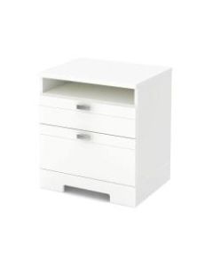 South Shore Reevo Nightstand With Cord Catcher, 22-1/2inH x 22-1/4inW x 17inD, Pure White
