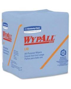 Wypall L40 1/4-fold Wipers - 12in x 12.50in - Blue - Absorbent, Wet Strength, Reinforced, Quad-fold, Soft - For Face, Hand - 56 Per Pack - 672 / Carton