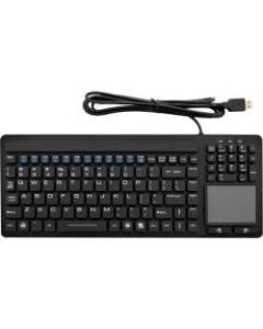DSI Waterproof IP68 Wired Keyboard with Built-in Touchpad - Cable Connectivity - USB Interface - 104 Key - TouchPad - Windows - Industrial Silicon Rubber Keyswitch - Black