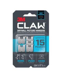 3M Claw Drywall Picture Hanger 15-lb Capacity, Pack of 5 Hangers, 5 Spot Markers